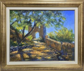 Umetnička slika Na tvrđavi slikar Ivan Colić- tehnika ulje na platnu - veličina slike bez rama 40x50 cm - sa ramom 55x65 cm - cena umetničke slike 22420 dinara - izgled slike sa ramom.