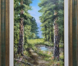 Umetnička slika Zeleno slikar Jadran Đukić- tehnika ulje na platnu - veličina slike bez rama 50x33 cm - sa ramom 66x49 cm - cena umetničke slike 27140 dinara - izgled slike sa ramom.