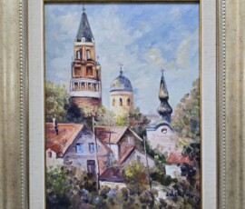 Umetnička slika Zemun 1 slikar Rade Laketa- tehnika ulje na platnu - veličina slike bez rama 40x30 cm - sa ramom 55x45 cm - cena umetničke slike 17700 dinara - izgled slike sa ramom.